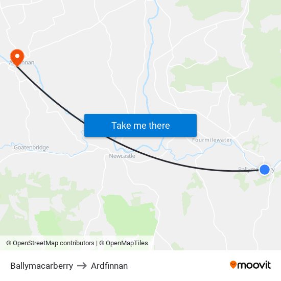 Ballymacarberry to Ardfinnan map