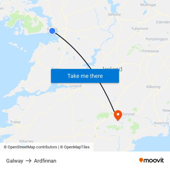 Galway to Ardfinnan map