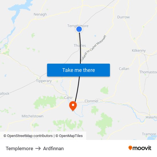 Templemore to Ardfinnan map