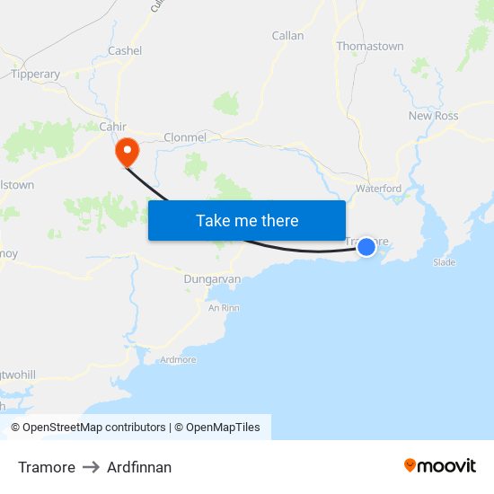 Tramore to Ardfinnan map