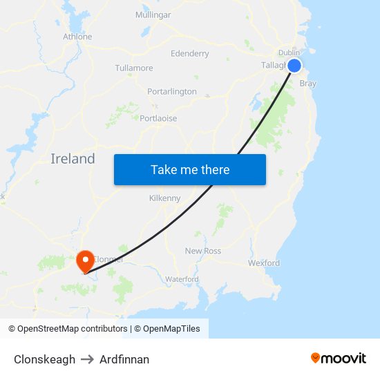 Clonskeagh to Ardfinnan map