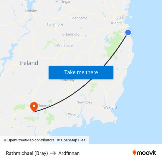 Rathmichael (Bray) to Ardfinnan map