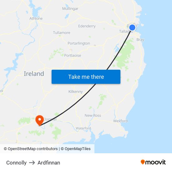 Connolly to Ardfinnan map