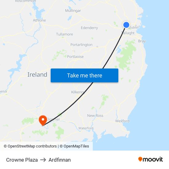 Crowne Plaza to Ardfinnan map