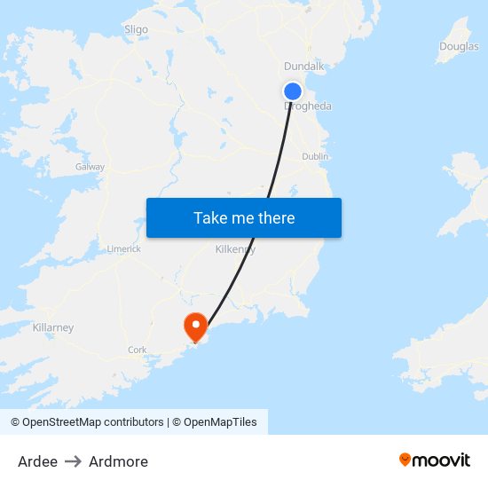 Ardee to Ardmore map