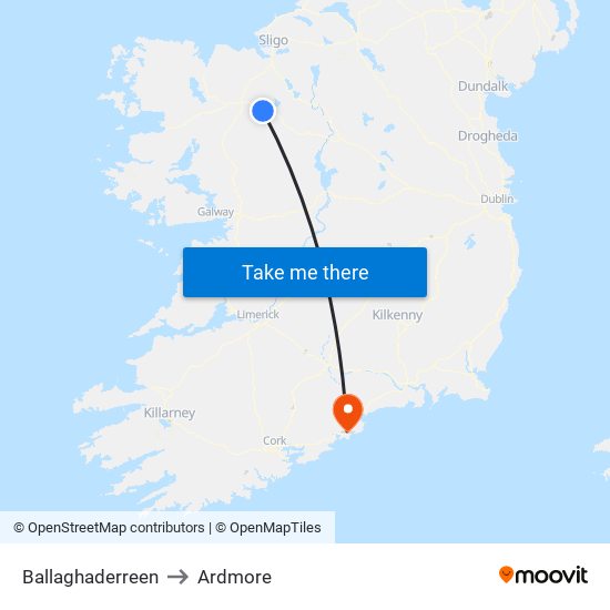 Ballaghaderreen to Ardmore map
