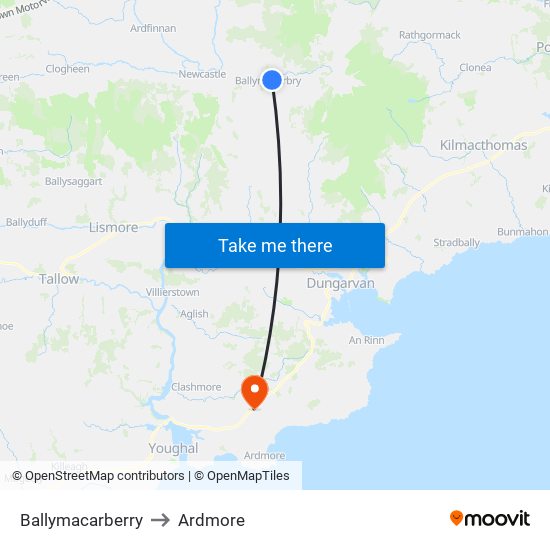 Ballymacarberry to Ardmore map