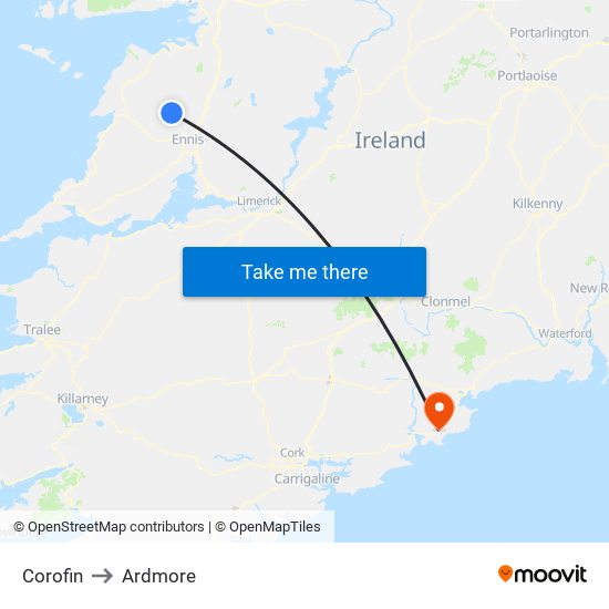 Corofin to Ardmore map