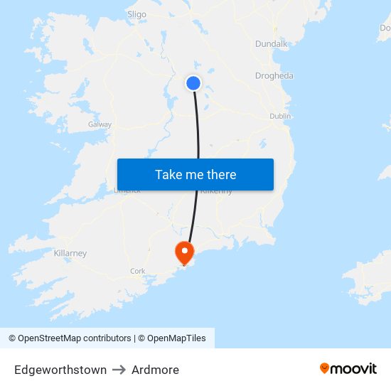 Edgeworthstown to Ardmore map