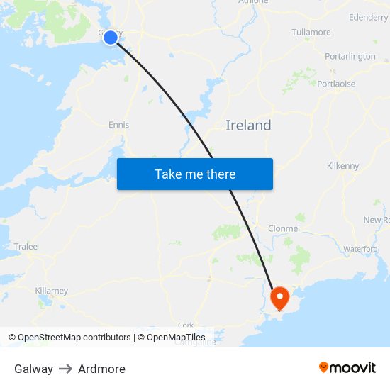 Galway to Ardmore map