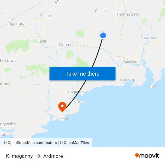 Kilmoganny to Ardmore map
