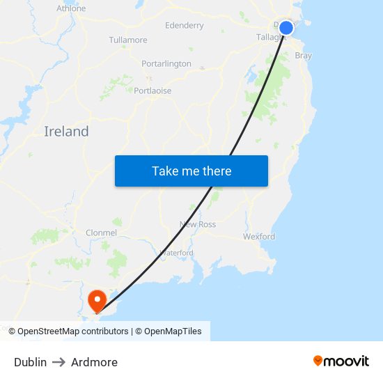 Dublin to Ardmore map
