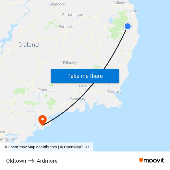 Oldtown to Ardmore map