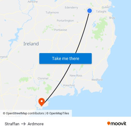 Straffan to Ardmore map