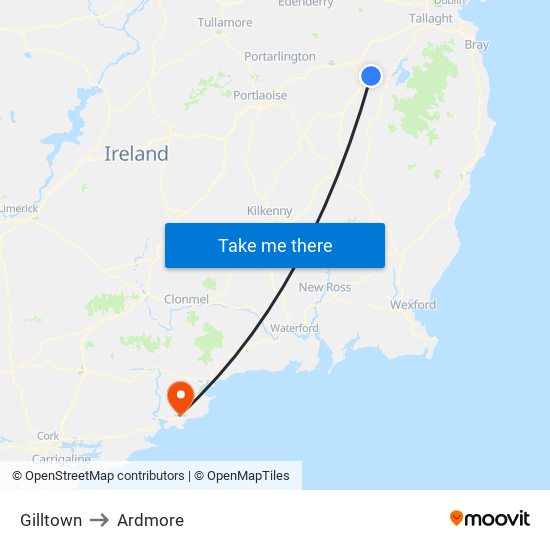 Gilltown to Ardmore map