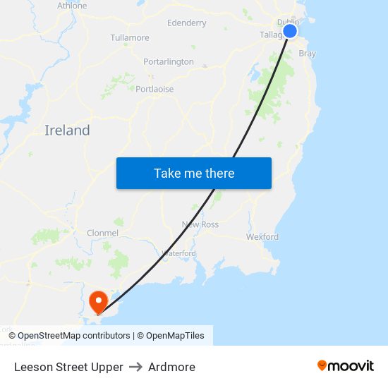 Leeson Street Upper to Ardmore map