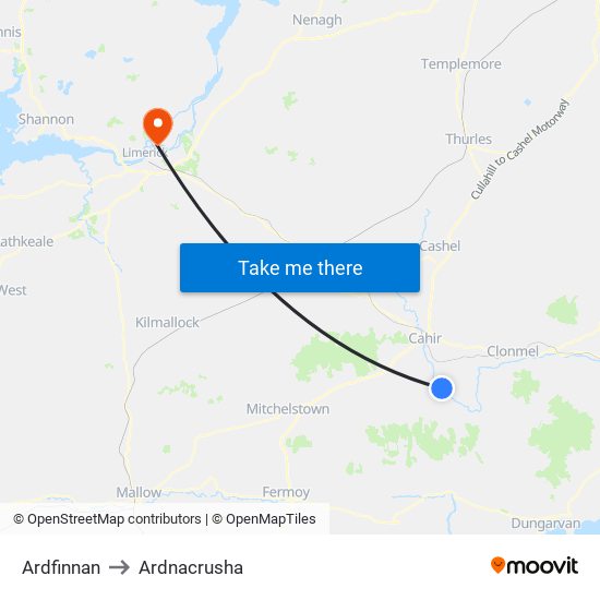 Ardfinnan to Ardnacrusha map