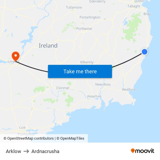 Arklow to Ardnacrusha map