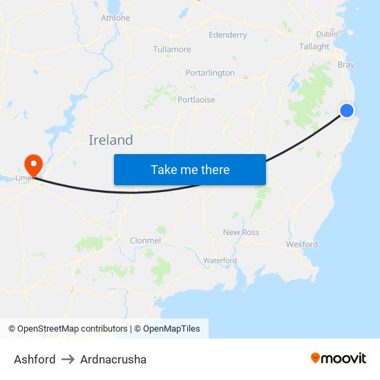 Ashford to Ardnacrusha map