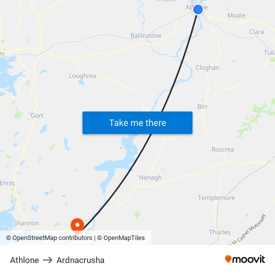 Athlone to Ardnacrusha map