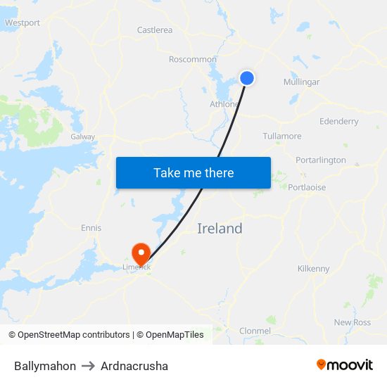 Ballymahon to Ardnacrusha map