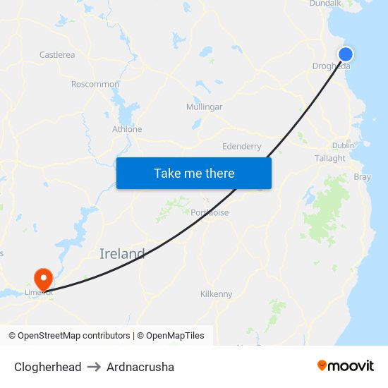 Clogherhead to Ardnacrusha map