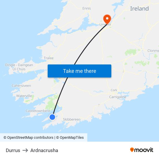 Durrus to Ardnacrusha map