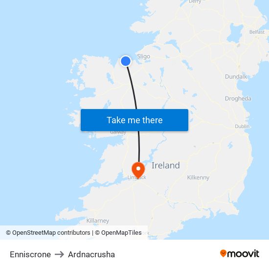 Enniscrone to Ardnacrusha map