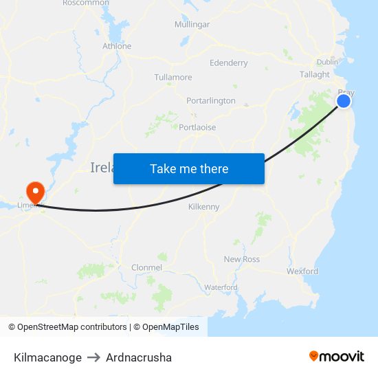 Kilmacanoge to Ardnacrusha map