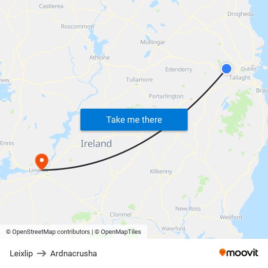 Leixlip to Ardnacrusha map