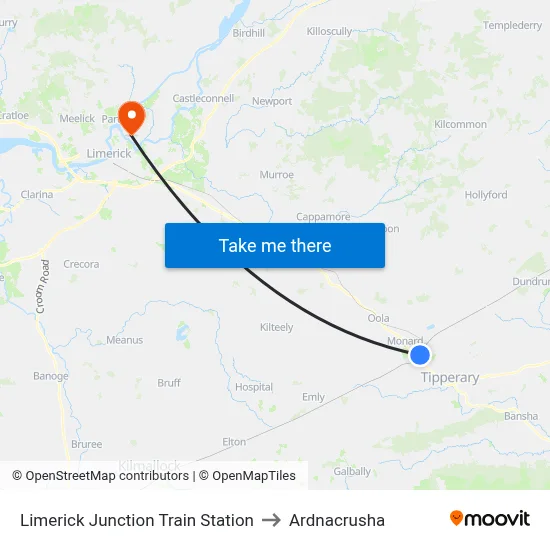 Limerick Junction Train Station to Ardnacrusha map