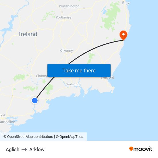 Aglish to Arklow map
