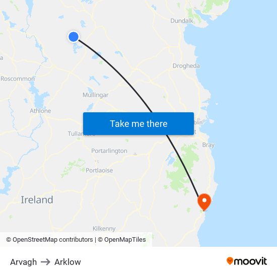 Arvagh to Arklow map