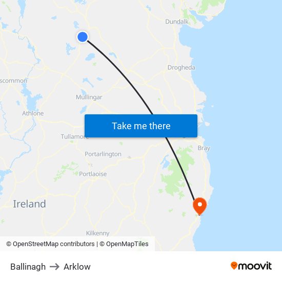 Ballinagh to Arklow map