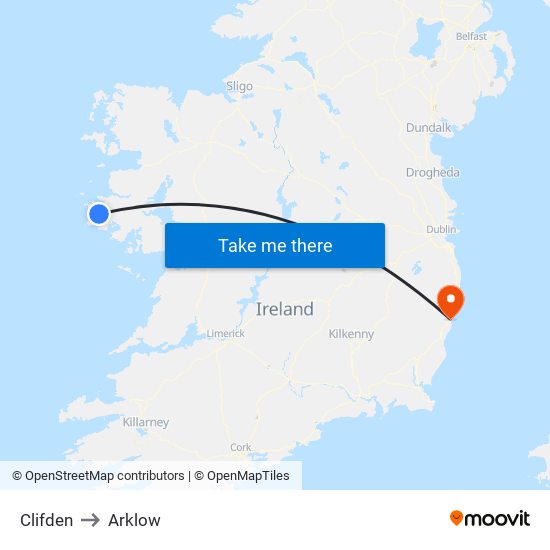 Clifden to Arklow map