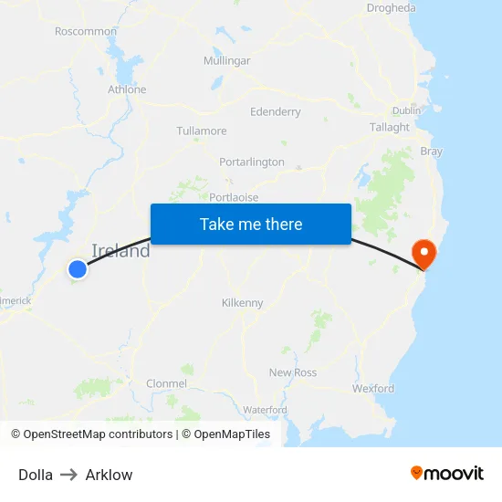 Dolla to Arklow map
