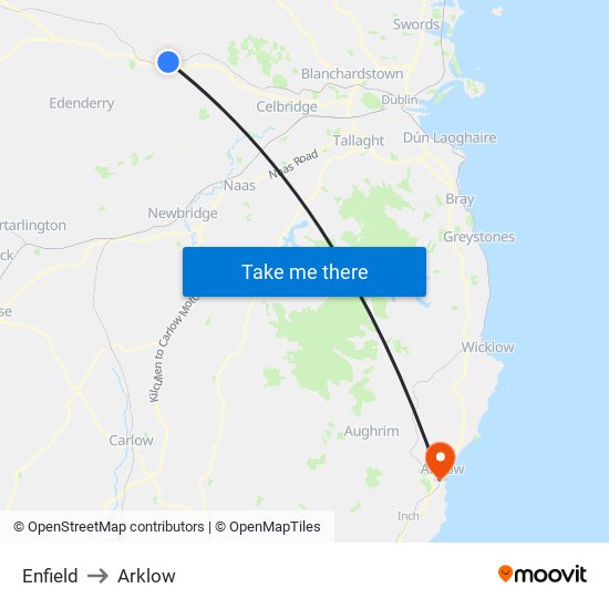 Enfield to Arklow map