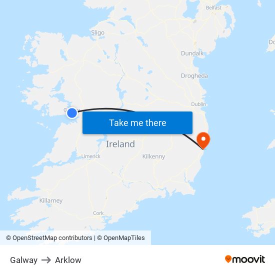 Galway to Arklow map