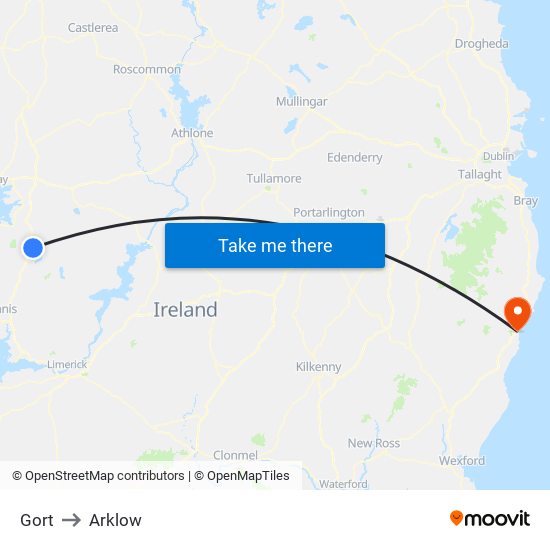 Gort to Arklow map