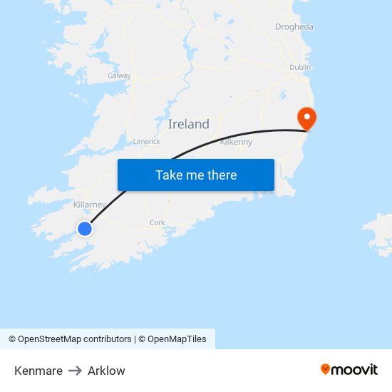 Kenmare to Arklow map