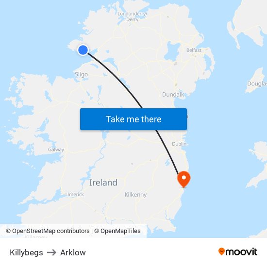 Killybegs to Arklow map