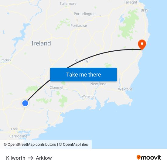 Kilworth to Arklow map