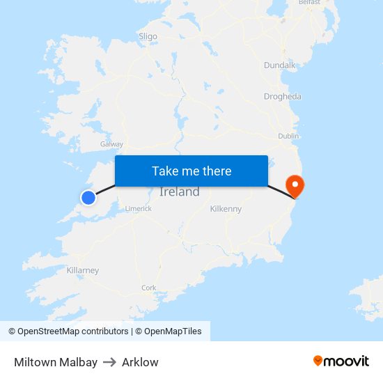 Miltown Malbay to Arklow map