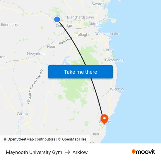 Maynooth University Gym to Arklow map
