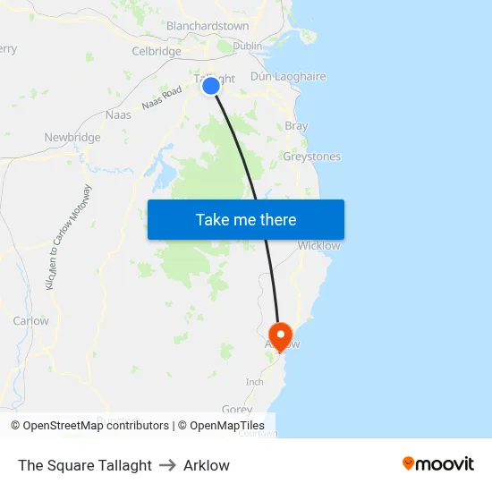 The Square Tallaght to Arklow map