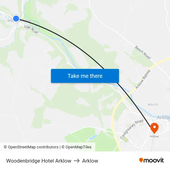 Woodenbridge Hotel Arklow to Arklow map