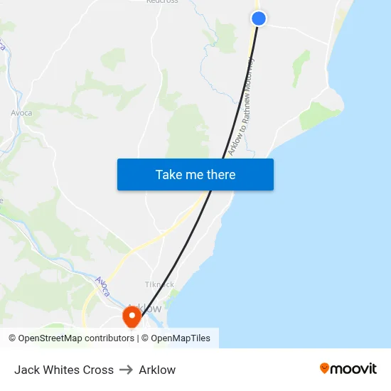 Jack Whites Cross to Arklow map