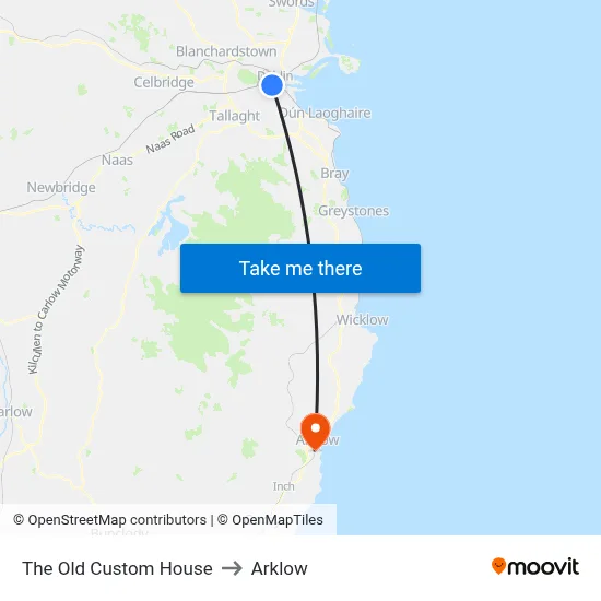 The Old Custom House to Arklow map