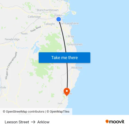 Leeson Street to Arklow map