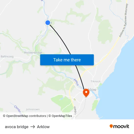 avoca bridge to Arklow map
